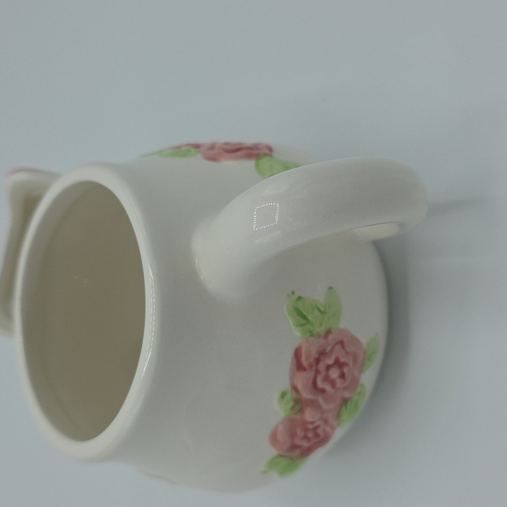 Vintage Floral Cat Ceramic Tea Mug 12oz White and Pink Holds Your Tea Bag - Picture 5 of 8